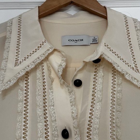 Coach silk lace ruffle blouse - Picture 10 of 12